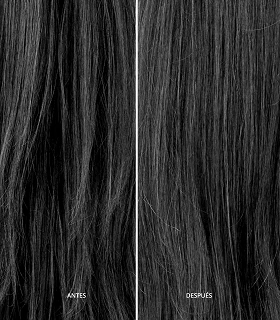 Before and after using the Nature-Plex treatment on dark hair