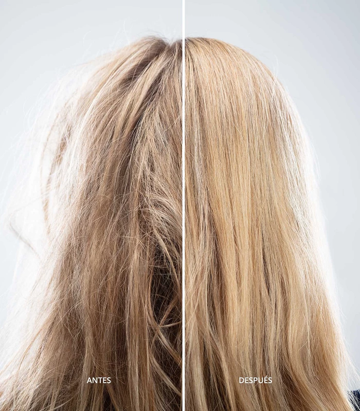 Antes y Después de utilizar el tratamiento Nature Frizz en el cabello.