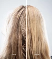 Antes y Después de utilizar el tratamiento Nature Frizz en el cabello.