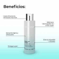 Agua Micelar con ácido hialurónico purificante para rostro, ojos y labios